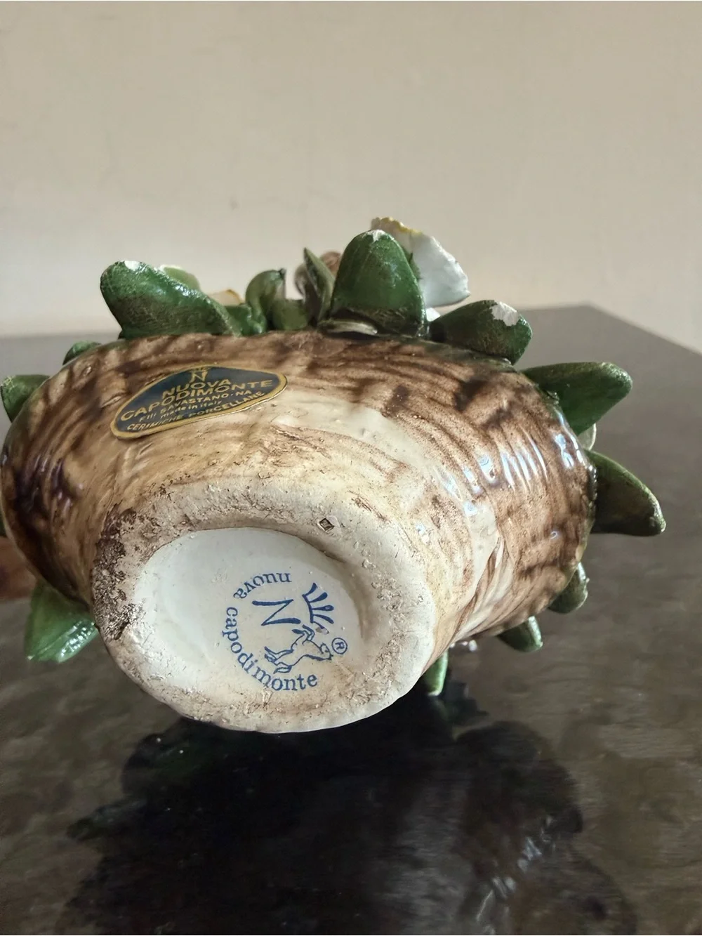 Vintage Nuova Capodimonte  handled Flower Basket , handcrafted in Italy